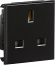 13A 1G unswitched socket module 50 x 50mm - black