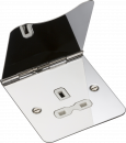 13A 1G unswitched floor socket - polished chrome with white insert