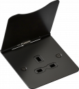 13A 1G unswitched floor socket - matt black