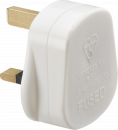 13A Plug Top with 5A Fuse - White (Screw Cord Grip)