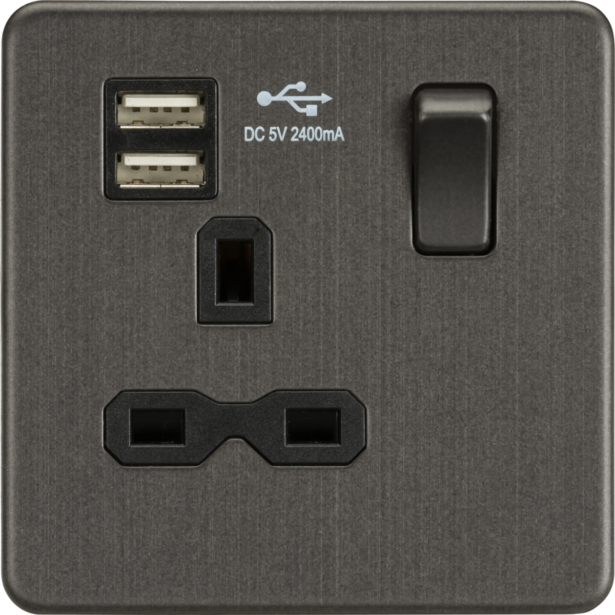 Knightsbridge Screwless 13a 1g Switched Socket With Dual Usb Charger 2