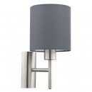 Wall Light Steel Satin Nickel / Fabric Grey - PASTERI