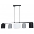 Pendant Light Steel Black / Fabric Black, Grey, White - ALMEIDA 1