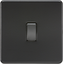 Screwless 10AX 1G 2-Way Switch - Matt Black with black rocker