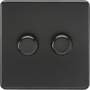 Screwless 2G 2-way 10-200W (5-150W LED) trailing edge dimmer - Matt Black