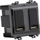 Dual USB charger module (2 x grid positions) 5V 2.4A (shared) - anthracite