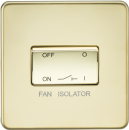 Screwless 10AX 3 Pole Fan Isolator Switch - Polished Brass