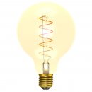 4W LED Vintage Soft Coil Vertical Filament Globe - ES, Amber, 1800K