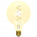 4W LED Vintage Soft Coil Vertical Filament Large Globe - ES, Amber, 1800K