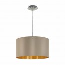 Pendant Light Steel Satin Nickel / Fabric Taupe, Gold - MASERLO