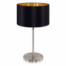 Table Light Steel Satin Nickel / Fabric Black, Gold - MASERLO