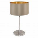 Table Light Steel Satin Nickel / Fabric Taupe, Gold - MASERLO