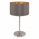 Table Light Steel Satin Nickel / Fabric Cappuccino, Gold - MASERLO