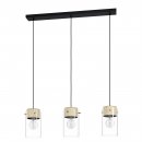 Pendant Light Steel Black / Wood, Glass Brown, Clear - MADRESELVA