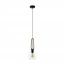 Pendant Light Steel, Wood Black, Brown / Glass Clear - RODING