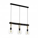 Pendant Light Steel, Wood Black, Brown / Glass Clear - RODING