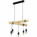 Pendant Light Steel, Wood Black, Brown - TOWNSHEND