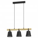 Pendant Light Steel, Wood Black, Brown / Plastic White - BOYLE