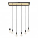 Pendant Light Steel, Wood Black, Brown - CONSETT