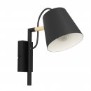 Wall Light Steel, Wood Black, Brown / Steel Black, Creme - LACEY