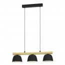 Pendant Light Steel, Wood Black, Brown - SHERBURN