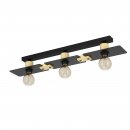 Ceiling Light Steel, Wood Black, Brown - BRAMERTON