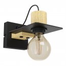 Wall Light Steel, Wood Black, Brown - BRAMERTON