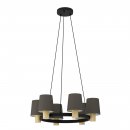 Pendant Light Steel, Wood Black, Brown / Fabric Cappuccino - EDALE