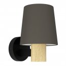 Wall Light Steel, Wood Black, Brown / Fabric Cappuccino - EDALE