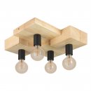 Ceiling Light Wood, Steel Brown, Black - HALKIN