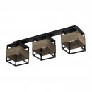 Ceiling Light Steel, Wood Black, Brown - EVESHAM