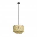 Pendant Light Steel Black / Wood Natural - HETTONLE