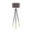 Floor Light Wood, Steel Brown / Fabric Cappuccino, Gold - BIDFORD