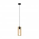 Pendant Light Steel Black / Wood Brown - LITTLETON