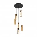 Pendant Light Steel Black / Wood Brown - LITTLETON