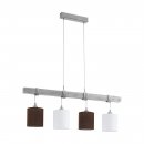 Pendant Light Steel, Wood White-patina / Fabric, Linen White, Brown - TOWNSHEND 2