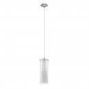 Pendant Light Steel Chrome / Glass, Glass Opal-matt Clear, White - PINTO