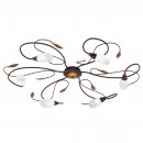 Ceiling Light Steel Antique-brown, Gold / Satin Glass White - GERBERA 1