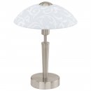 Table Light Steel Satin Nickel / Satin Glass White With Decor - SOLO