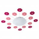 Wall / Ceiling Light Steel Pink / Satin Glass White - VIKI 1