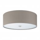 Ceiling Light Steel Satin Nickel / Fabric, Glass Taupe - PASTERI