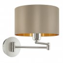 Wall Light Steel Satin Nickel / Fabric Taupe, Gold - MASERLO