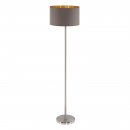 Floor Light Steel Satin Nickel / Fabric Cappuccino, Gold - MASERLO