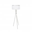 Floor Light Steel Satin Nickel / Fabric White, Silver - FONDACHELLI