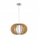 Pendant Light Steel Satin Nickel / Wood, Glass Maple, White - STELLATO 1