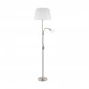 Floor Light Steel Satin Nickel / Fabric, Glass White - CONESA