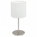 Table Light Steel Satin Nickel / Fabric White - PASTERI