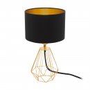 Table Light Steel Brass / Fabric Black, Gold - CARLTON 2