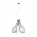 Pendant Light Steel Satin Nickel / Wood, Glass White - TINDORI