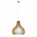 Pendant Light Steel Satin Nickel / Wood, Glass Maple, White - TINDORI